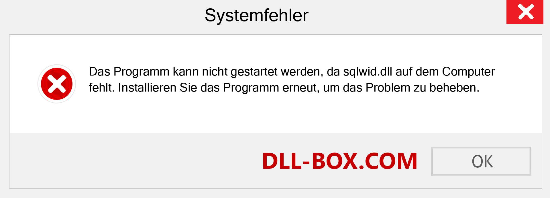 sqlwid.dll-Datei fehlt?. Download für Windows 7, 8, 10 - Fix sqlwid dll Missing Error unter Windows, Fotos, Bildern